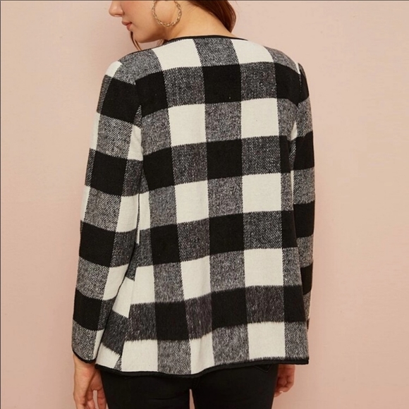 Buffalo Plaid Open Front Lightweight Coat - Picture 2 of 3